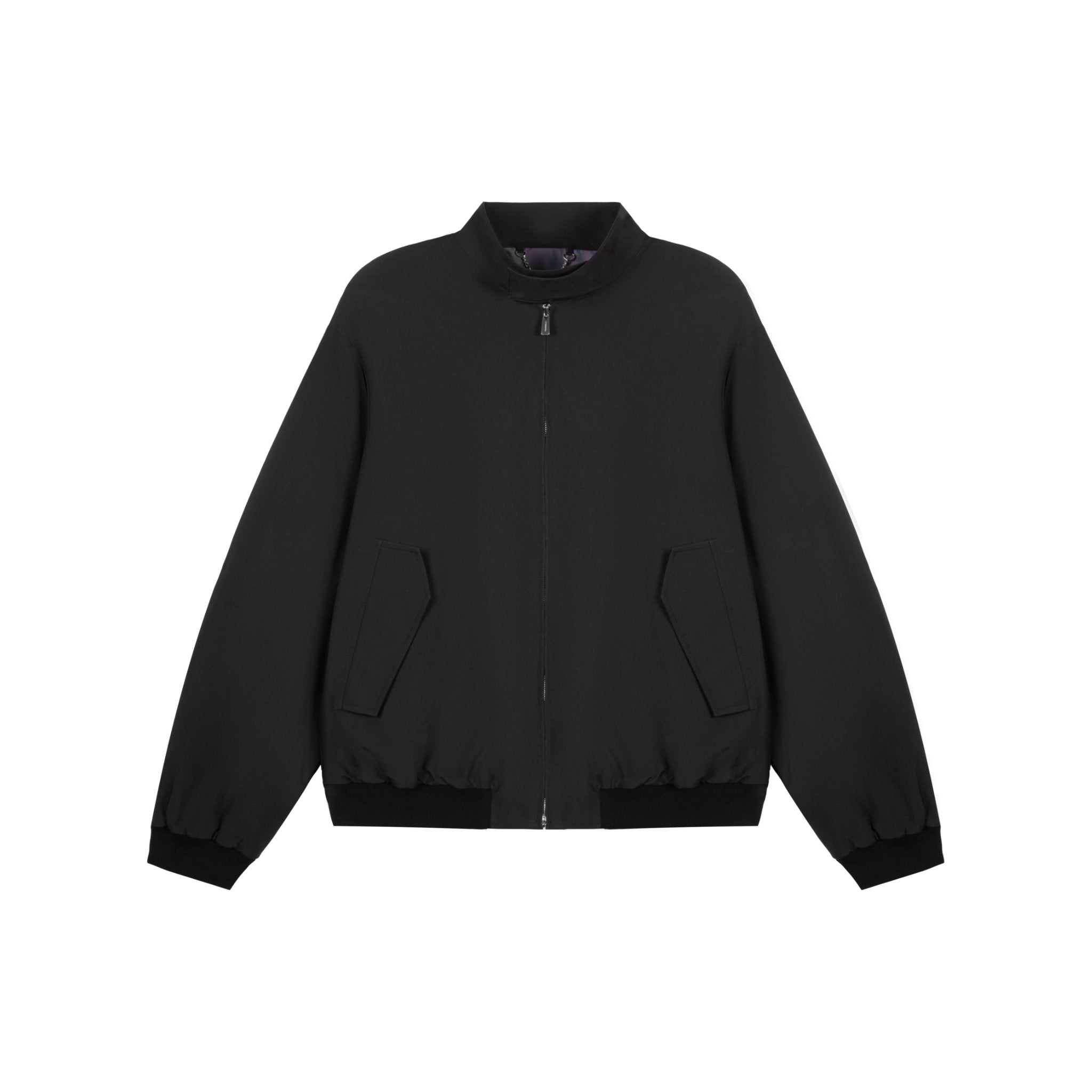 UNAWARES Black Irregular Patchwork Harrington Jacket | MADA IN CHINA