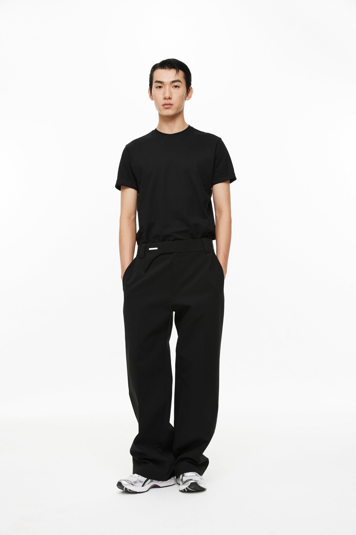 UNAWARES Black Irregular Waistband Loose Pants | MADA IN CHINA