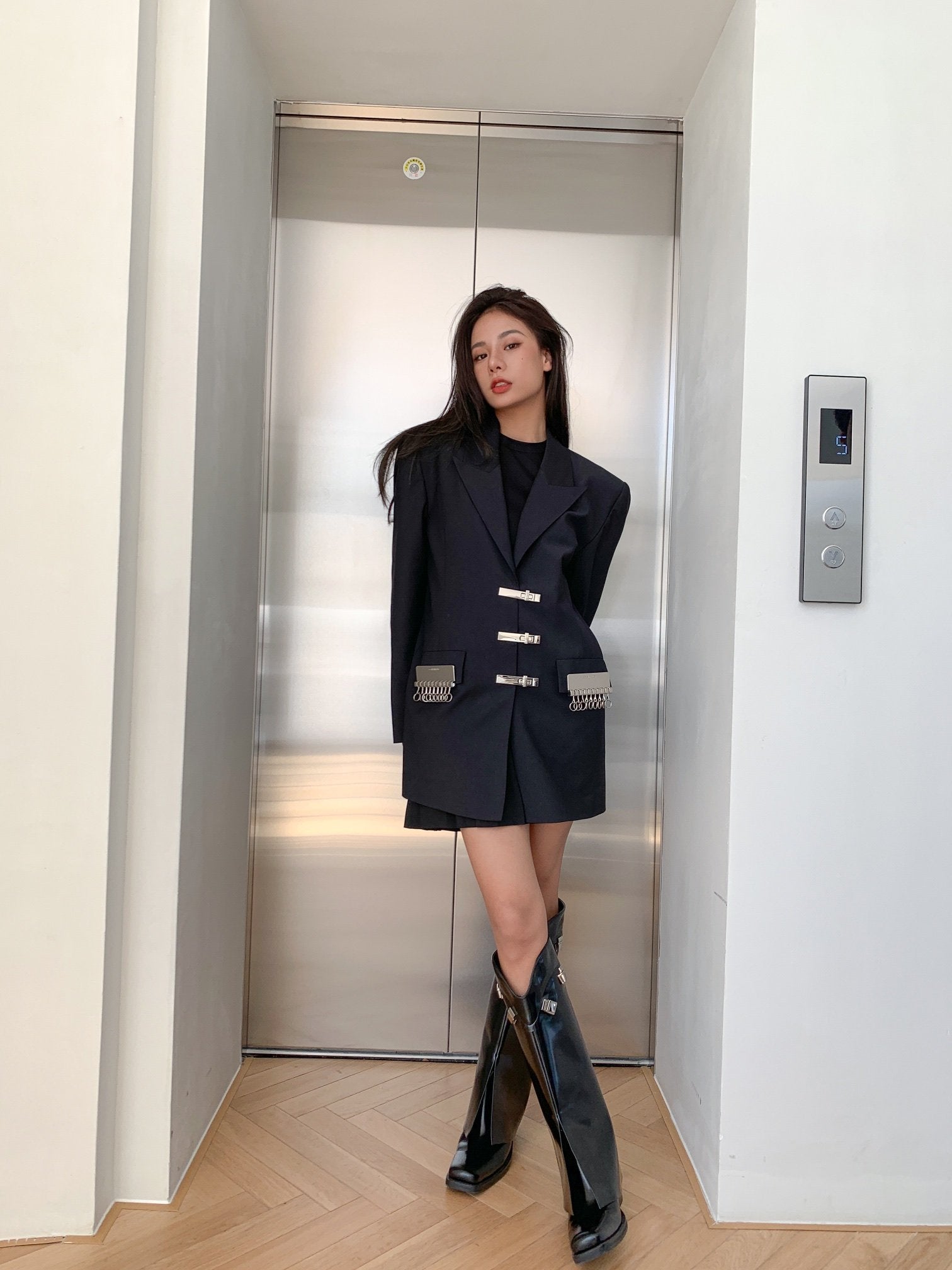 CALVIN LUO Black Keychain Blazer Jacket | MADA IN CHINA