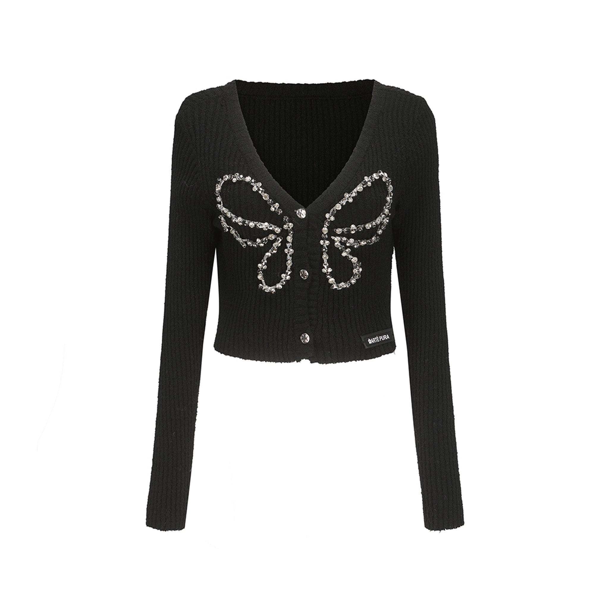 ARTE PURA Black Knit Butterfly Cardigan | MADA IN CHINA