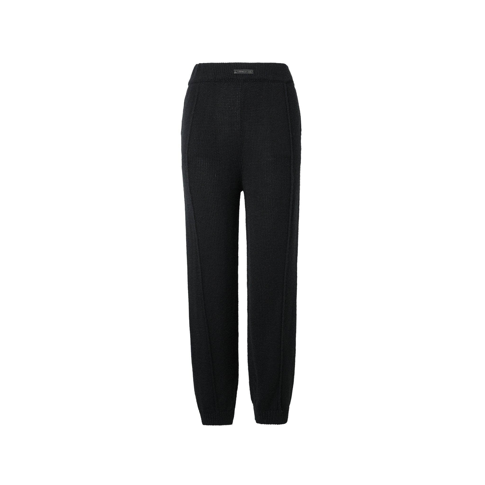 DIANA VEVINA Black Knit Pocket Trousers | MADA IN CHINA