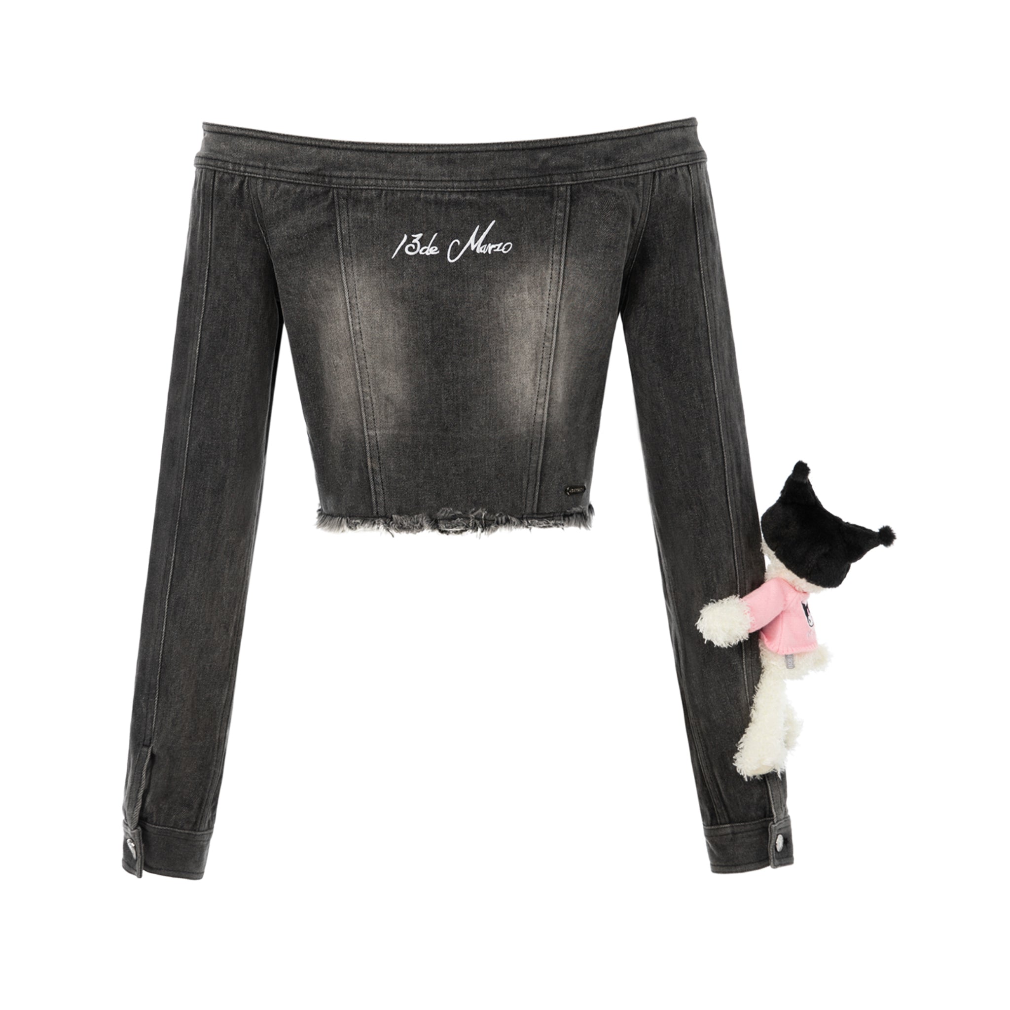 Kuromi Bear Off Shoulder Top in Black | MADAX