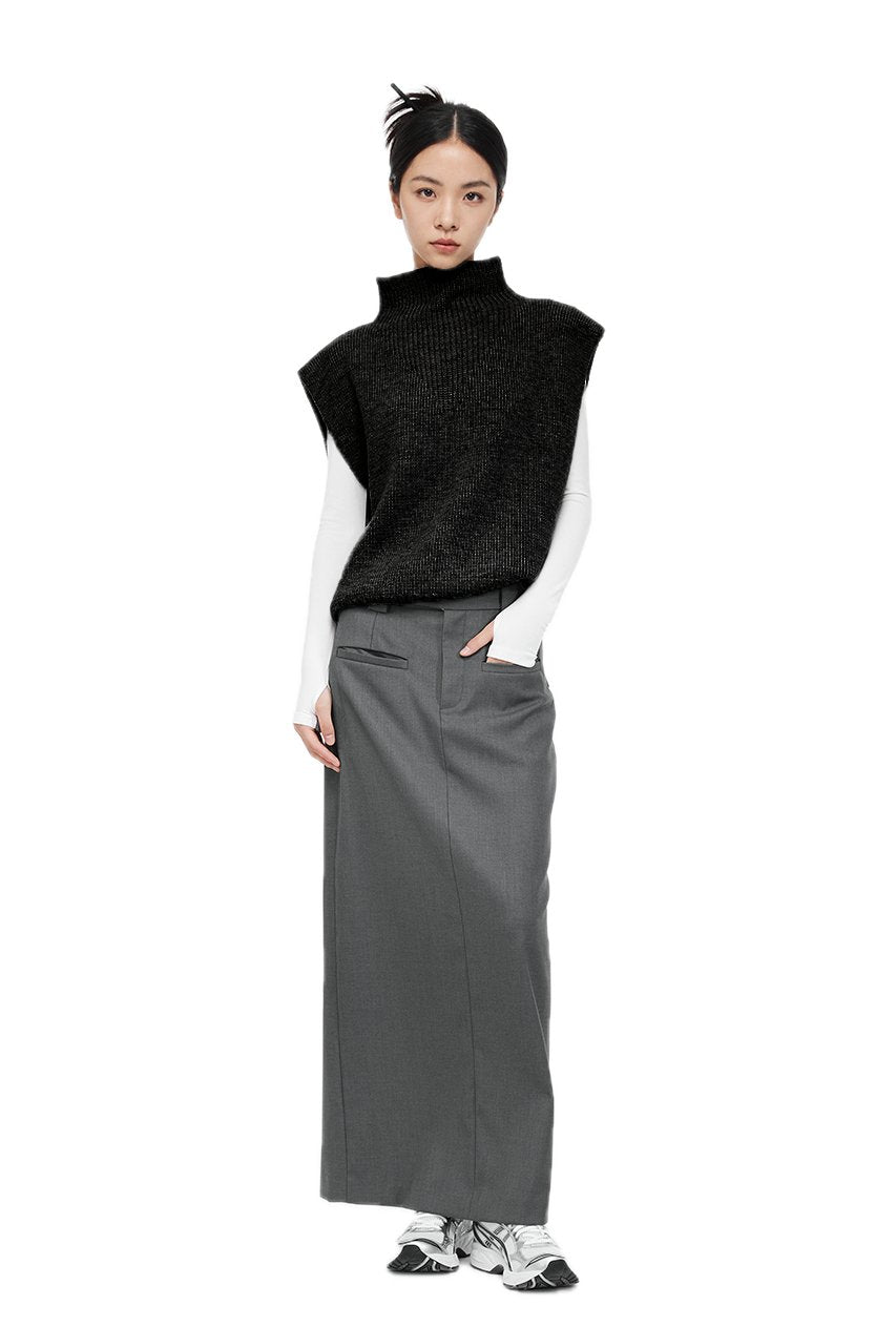 UNAWARES Black Logo Cropped Cape-style sleeveless sweater | MADA IN CHINA