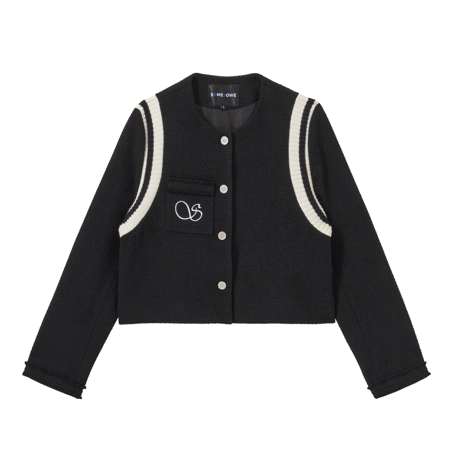 SOMESOWE Black Logo Stitched Coat | MADA IN CHINA