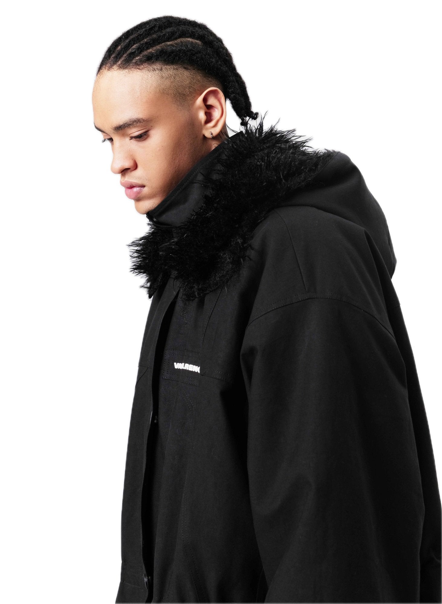 VANN VALRENCÉ Black Loose Fit Feather Jacket Coat | MADA IN CHINA