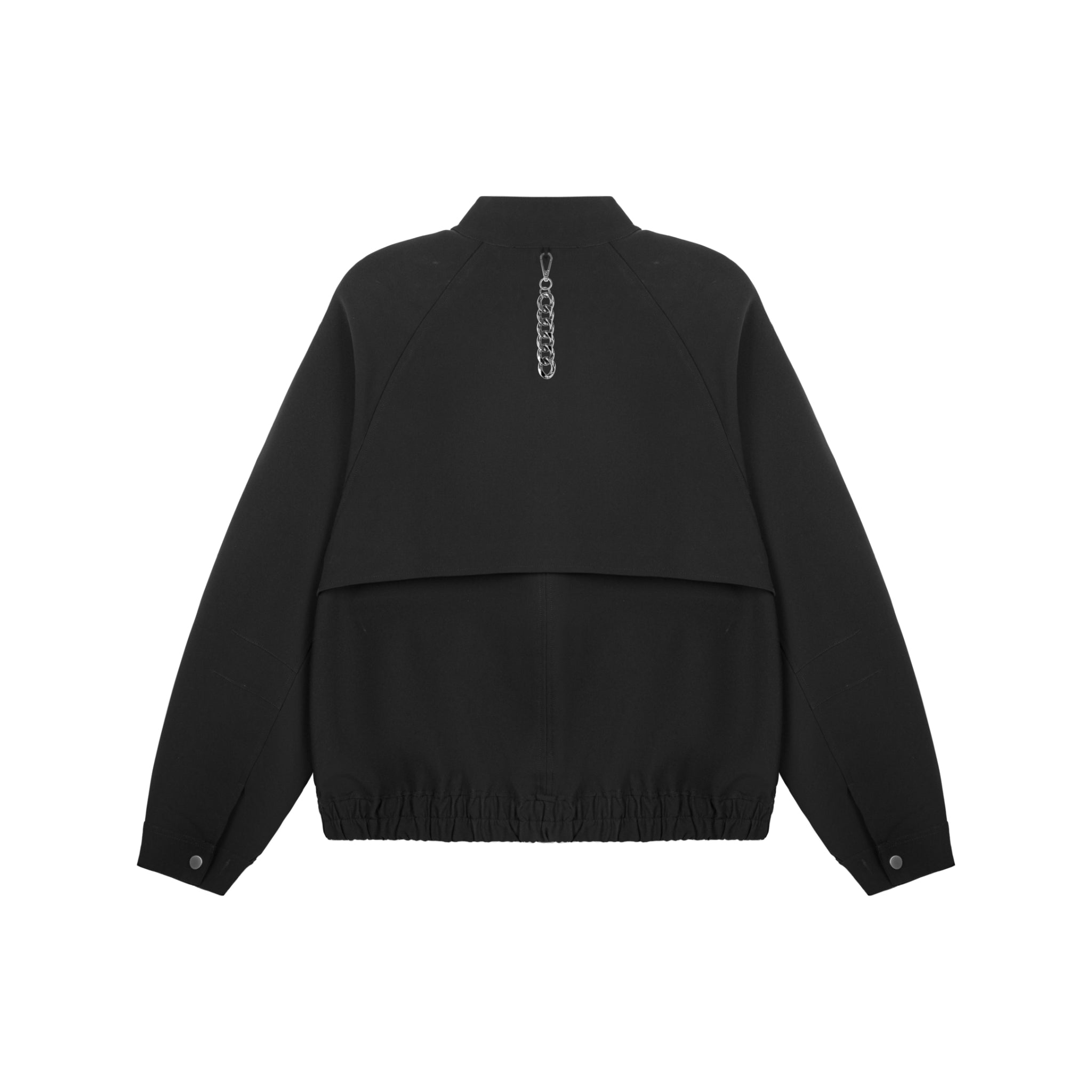 UNAWARES Black Metal Chain Standing Collar Jacket | MADA IN CHINA