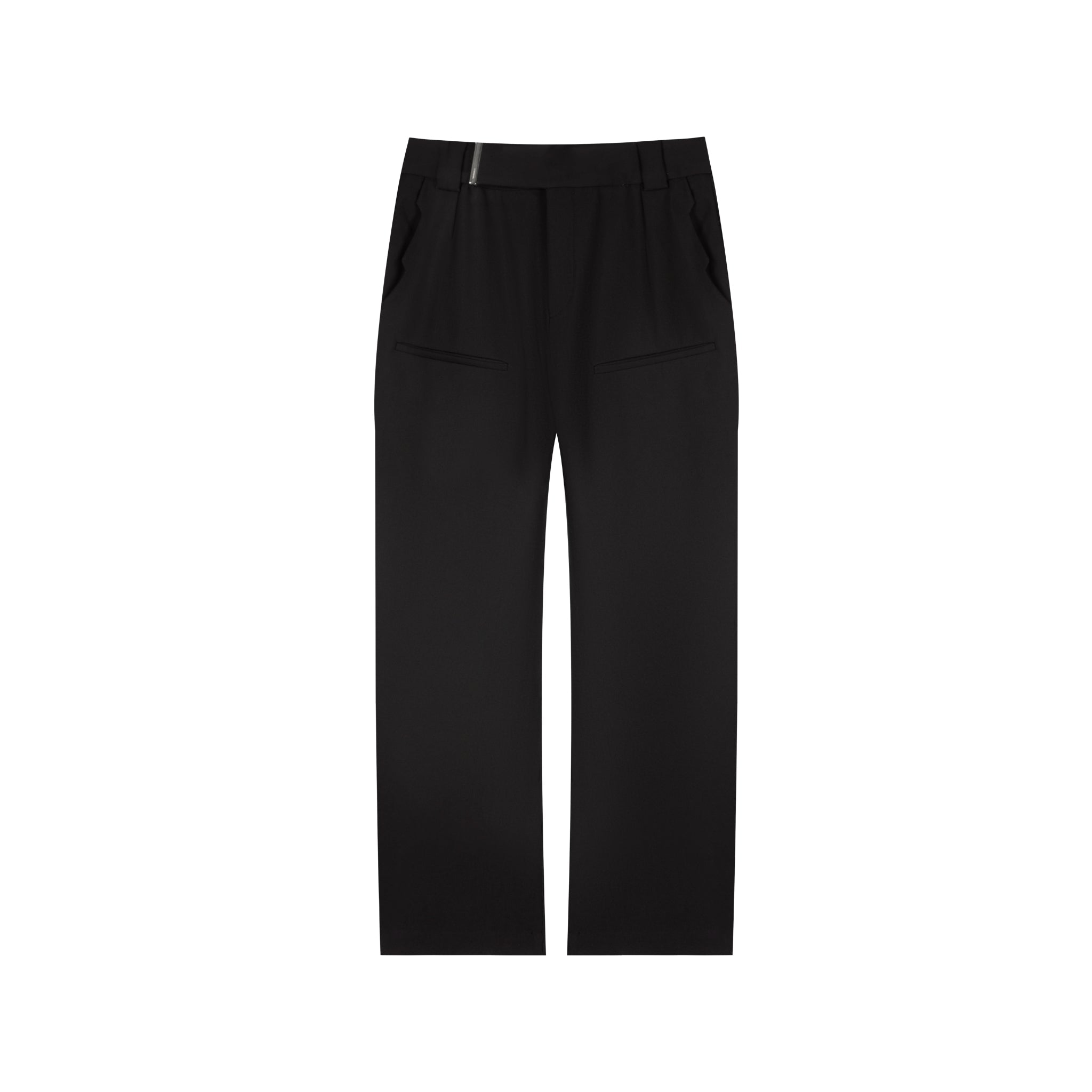 UNAWARES Black Metal Logo Clip Loose Pants | MADA IN CHINA