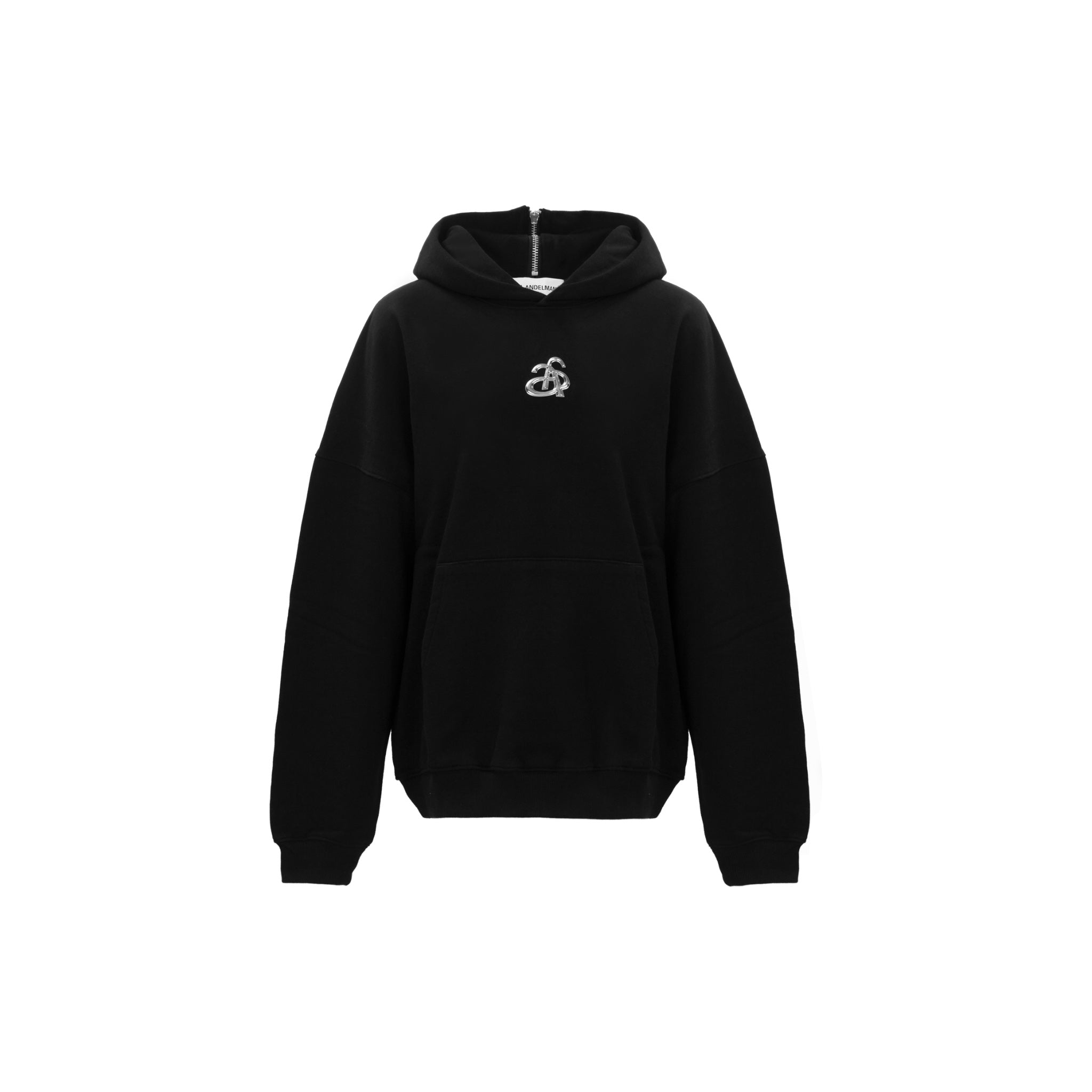 ANN ANDELMAN Black Metal Logo Zipper Sweatshirt | MADA IN CHINA