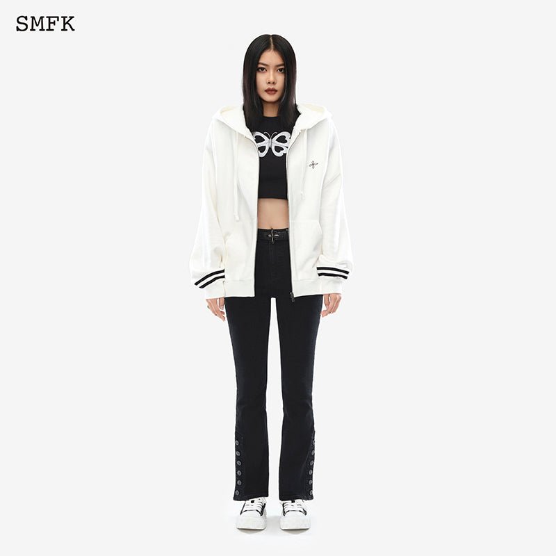 SMFK Black Night Compass Campus Wide Hoodie White | MADA IN CHINA