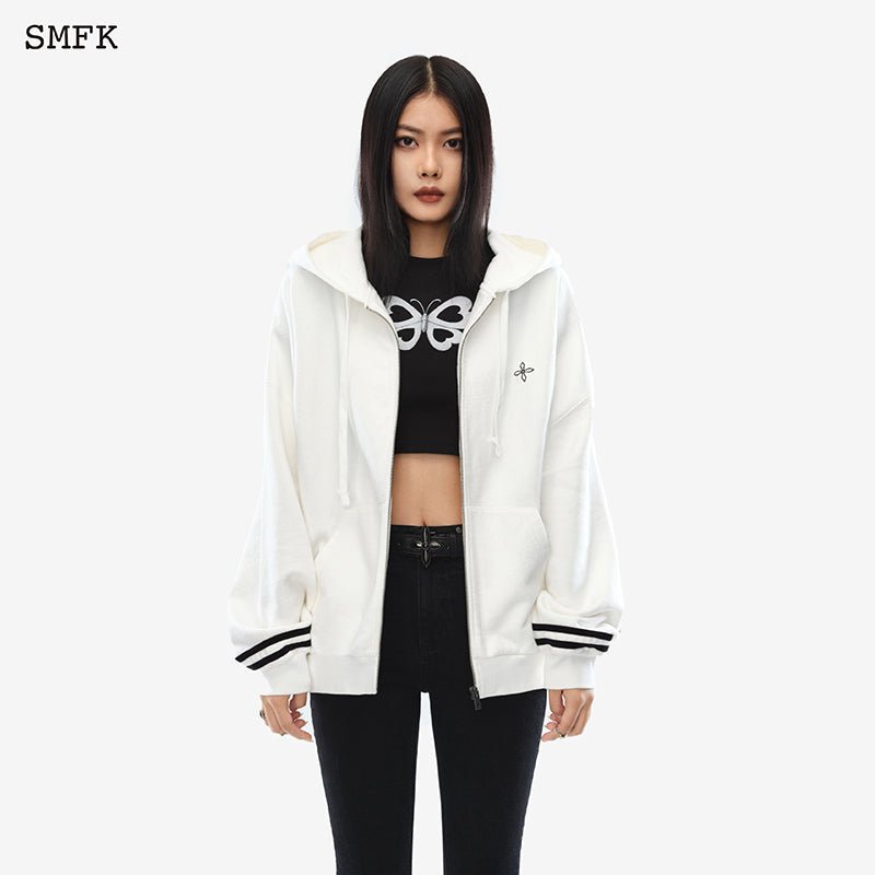 SMFK Black Night Compass Campus Wide Hoodie White | MADA IN CHINA