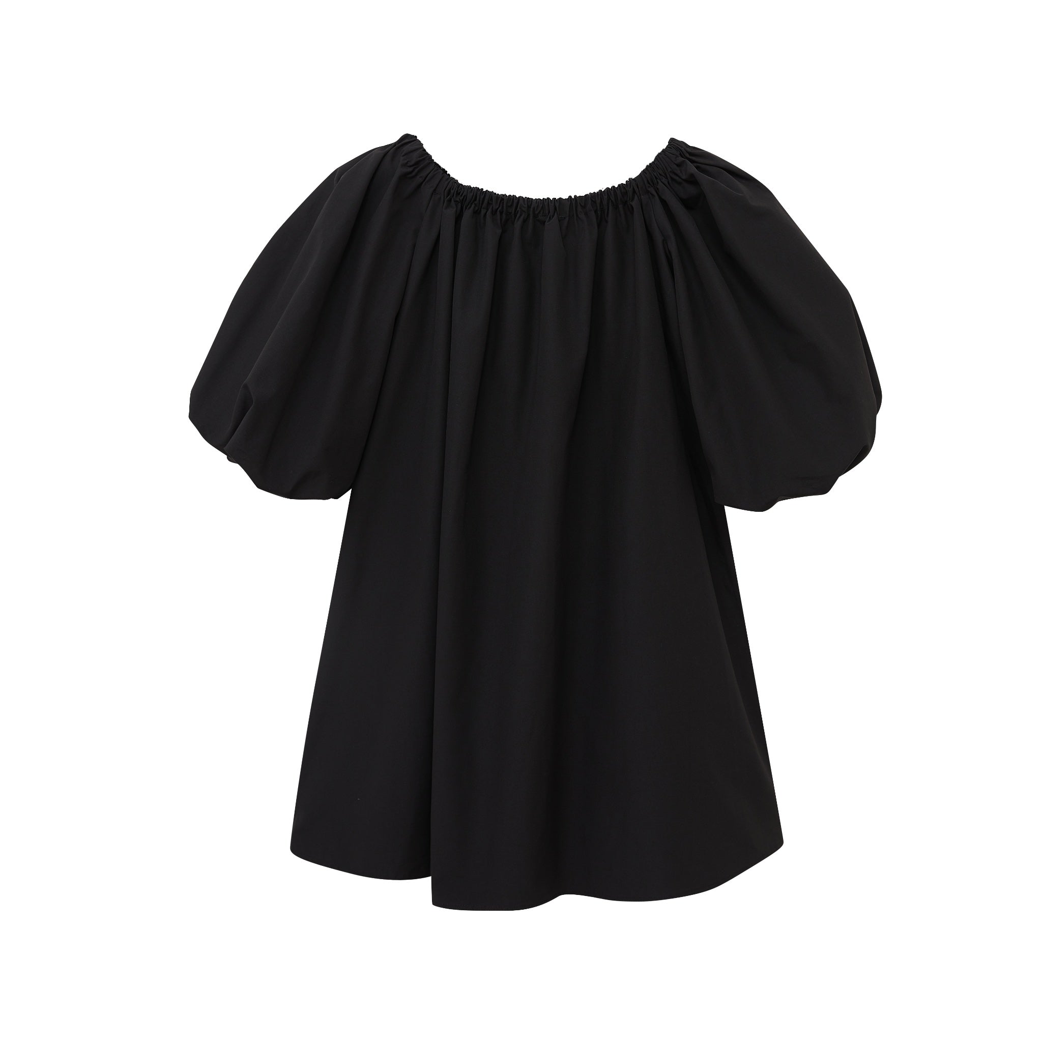 Maca Kaka Black Off-Shoulder Lantern Sleeve Dress | MADA IN CHINA