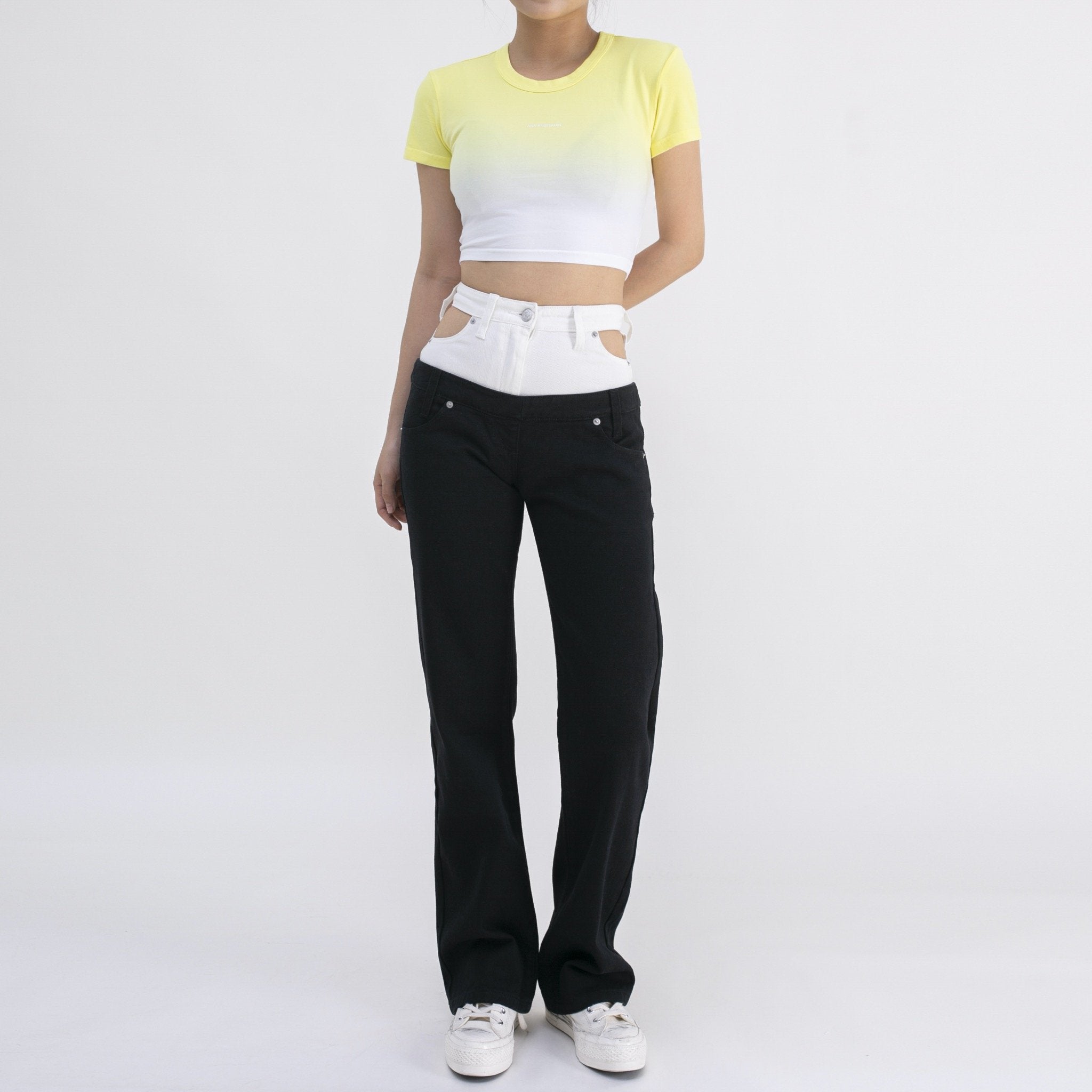 ANN ANDELMAN Black Panelled Waist Jeans | MADA IN CHINA