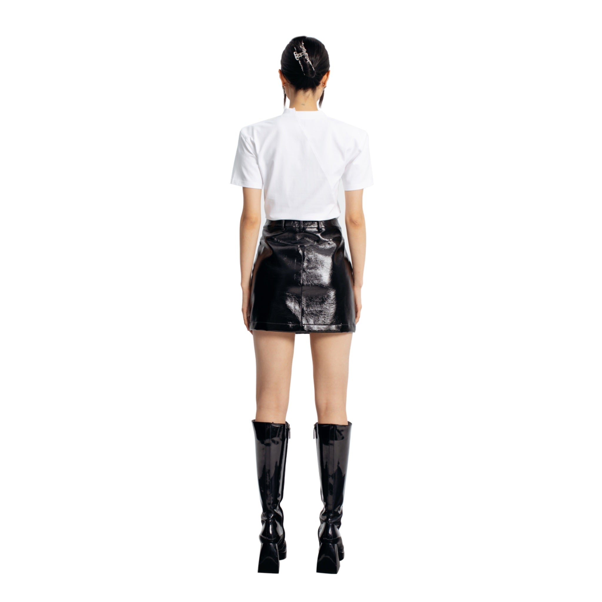 ANN ANDELMAN Black Patent Leather Skirt | MADA IN CHINA