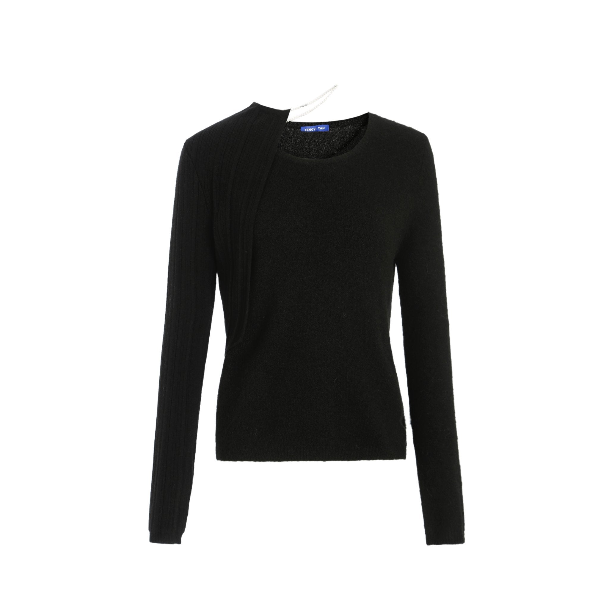 FENGYI TAN Black Pearl Collar Sweatshirt | MADA IN CHINA