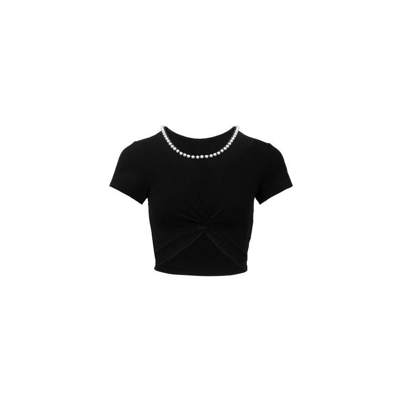 ANN ANDELMAN Black Pearl Neckline Blouse | MADA IN CHINA