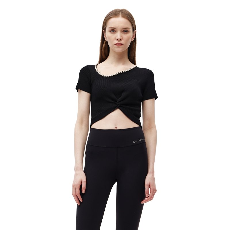 ANN ANDELMAN Black Pearl Neckline Blouse | MADA IN CHINA