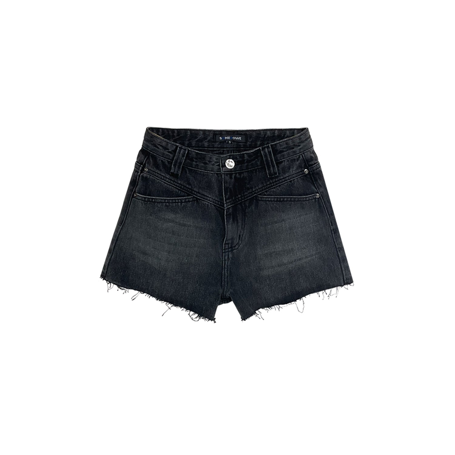 SOMESOWE Black Raw Edge Short Jeans | MADA IN CHINA