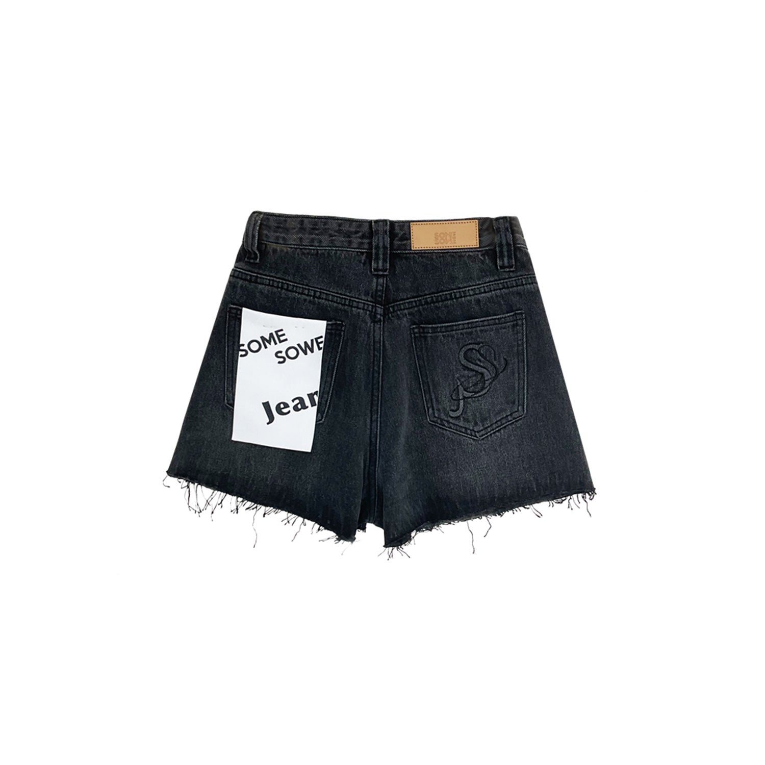 SOMESOWE Black Raw Edge Short Jeans | MADA IN CHINA