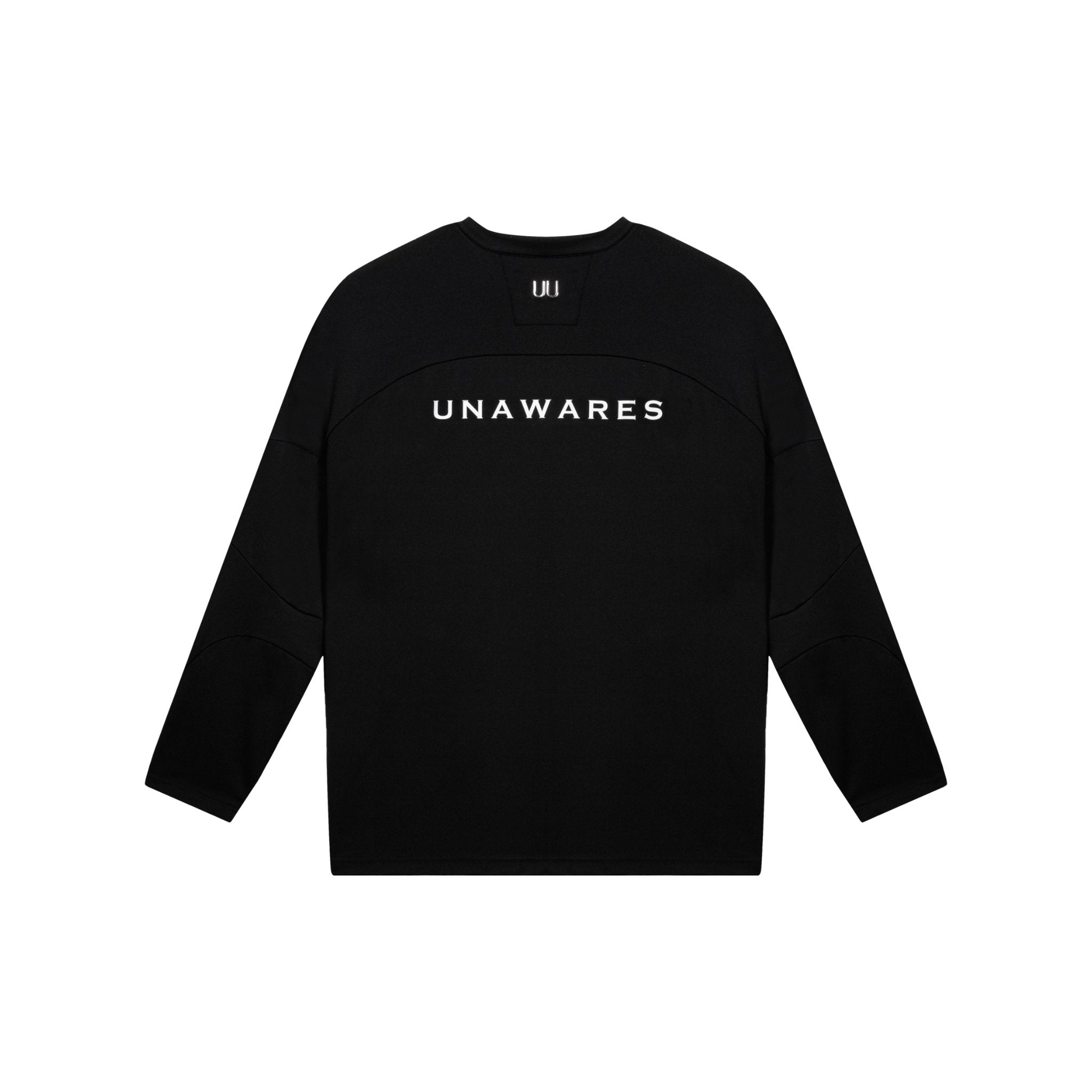 UNAWARES Black Reflective Logo Print Long Sleeve Top | MADA IN CHINA