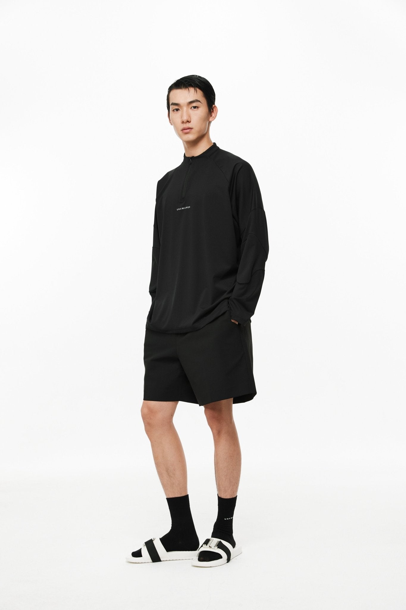 UNAWARES Black Reflective Logo Print Long Sleeve Top | MADA IN CHINA