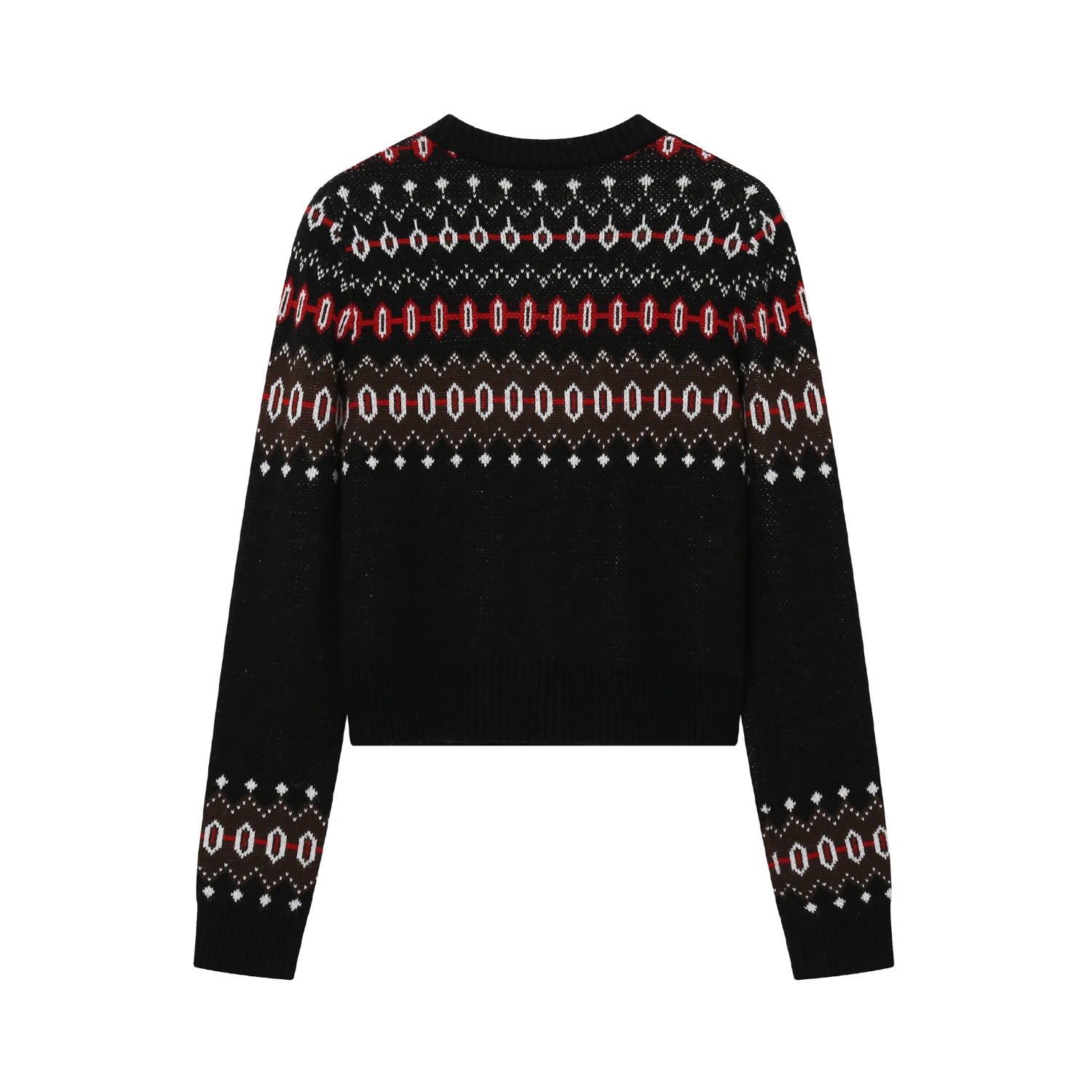 SOMESOWE Black Retro Fair Isle Cardigan | MADA IN CHINA