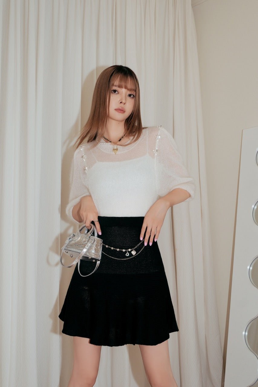 DIANA VEVINA Black Rhinestone Chain Skirt | MADA IN CHINA