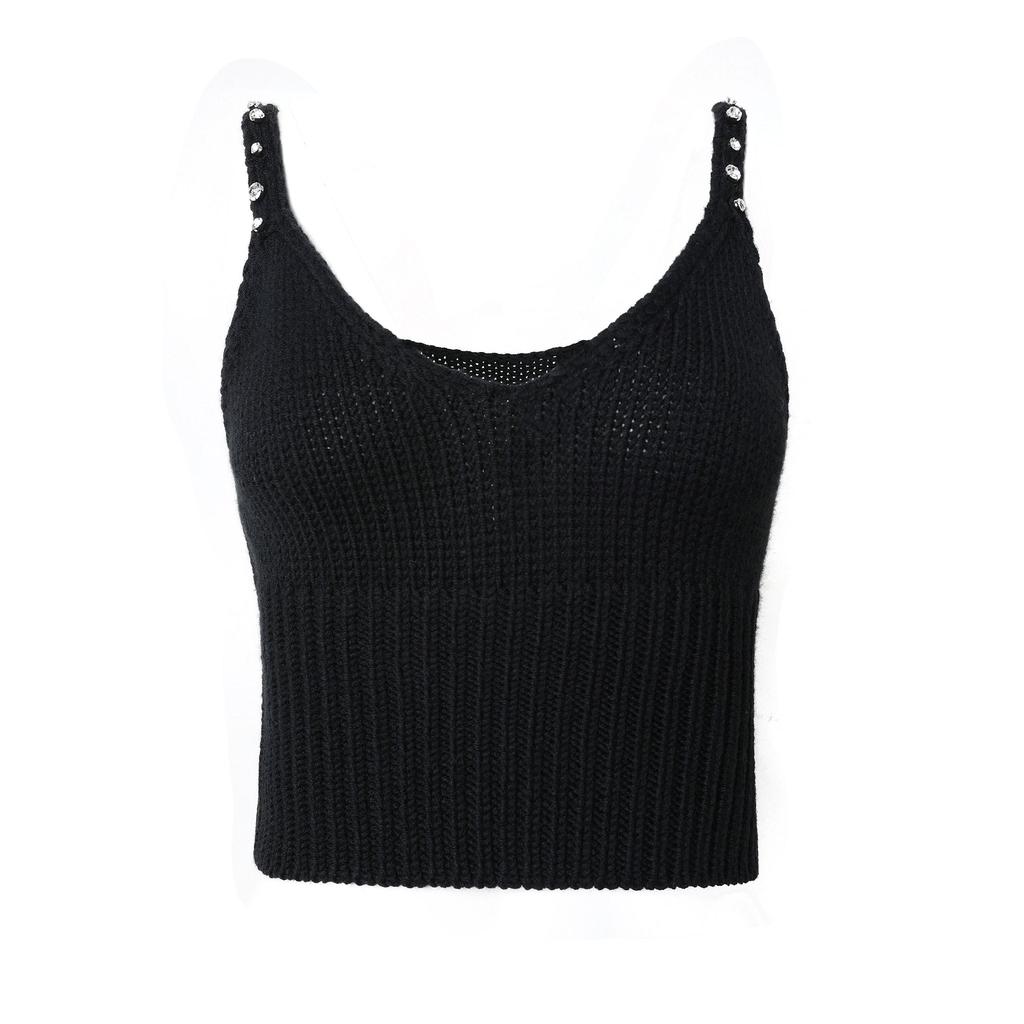 DIANA VEVINA Black Rhinestone Knit Sling | MADA IN CHINA