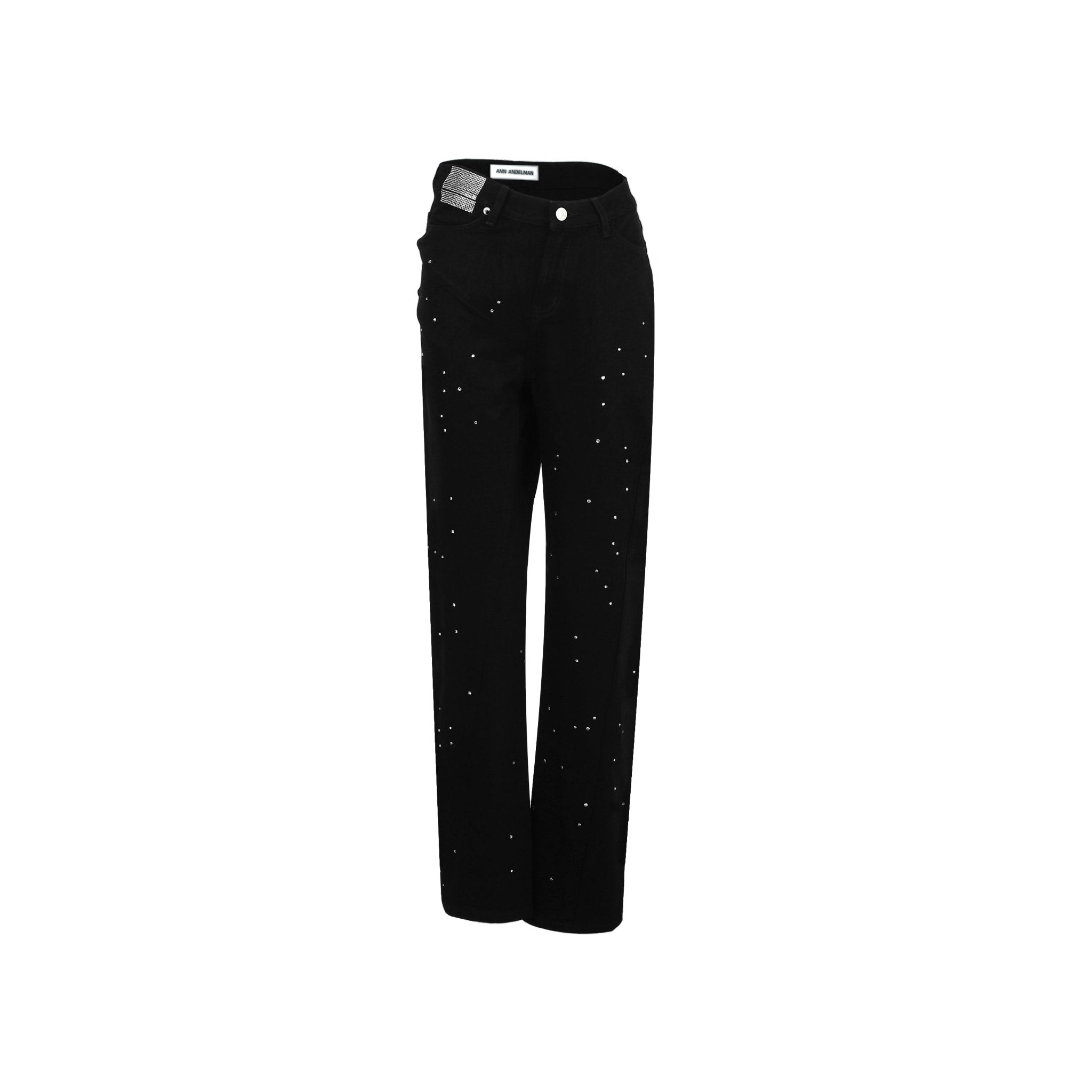 ANN ANDELMAN Black Rhinestone Twisted Pants | MADA IN CHINA