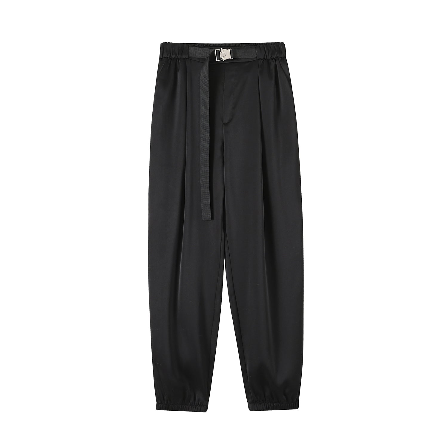 SOMESOWE Black Satin Harem Pants | MADA IN CHINA