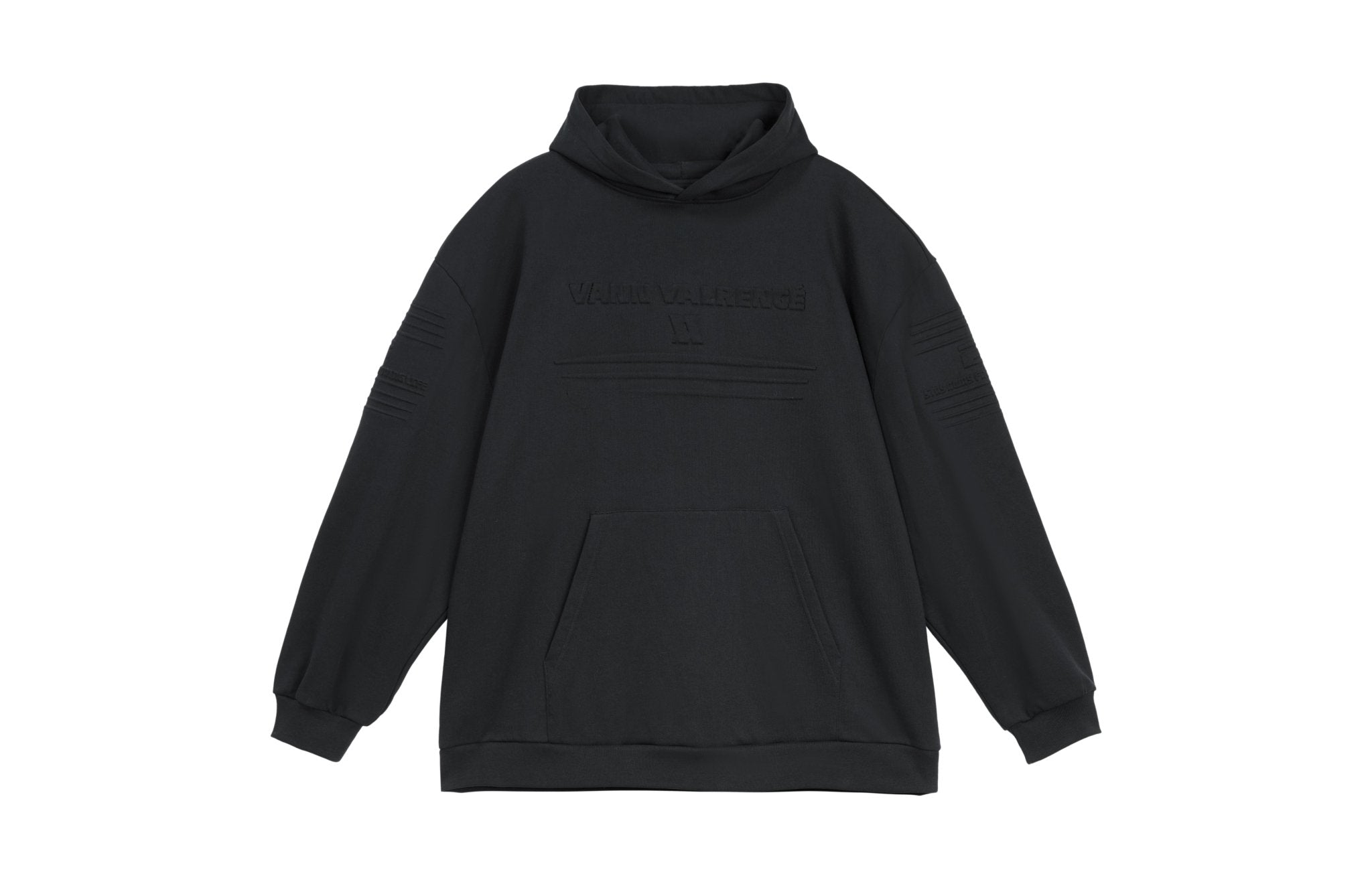 VANN VALRENCÉ Black Silhouette Wide Shoulder Hoodie | MADA IN CHINA