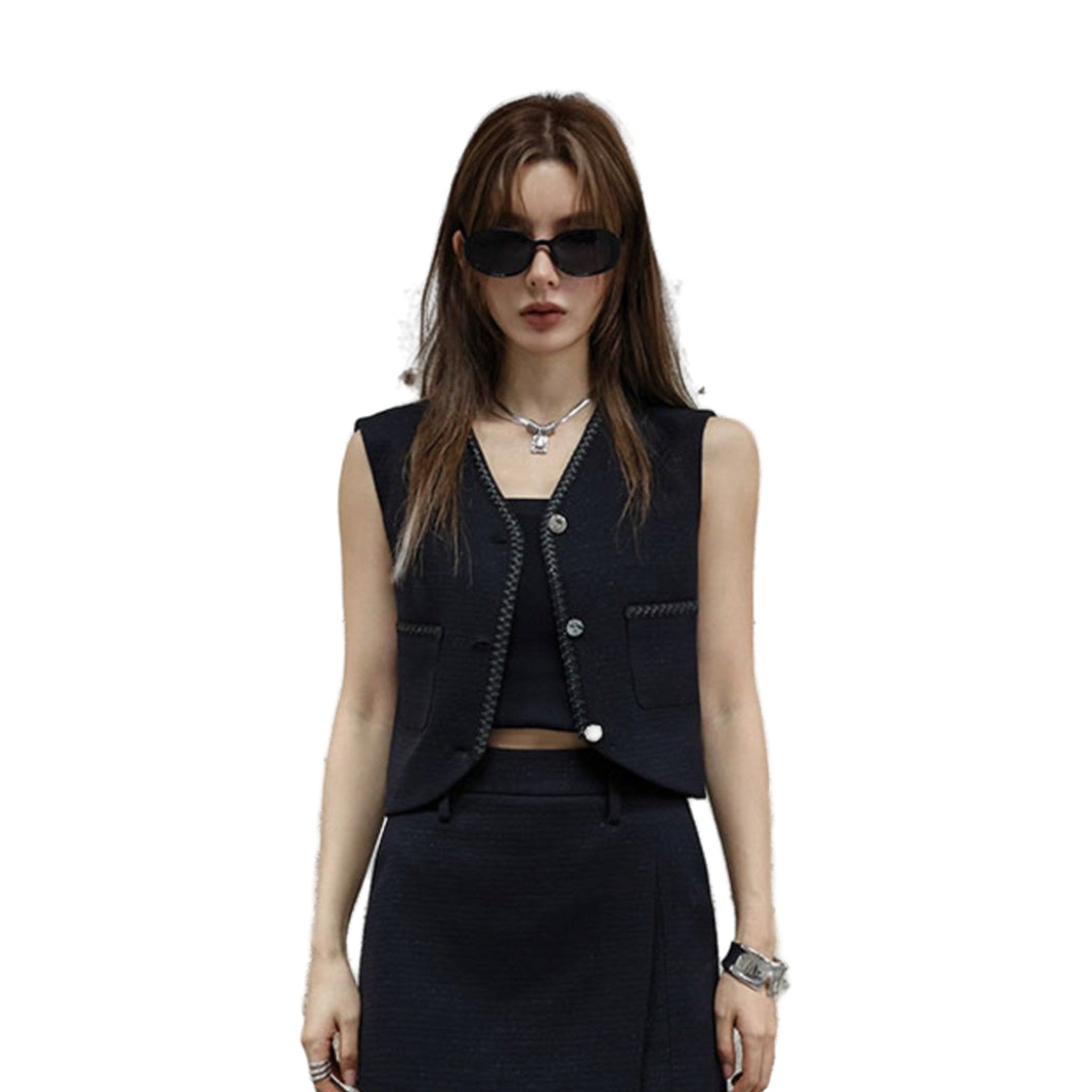 SOMESOWE Black Sleeveless Vest | MADA IN CHINA