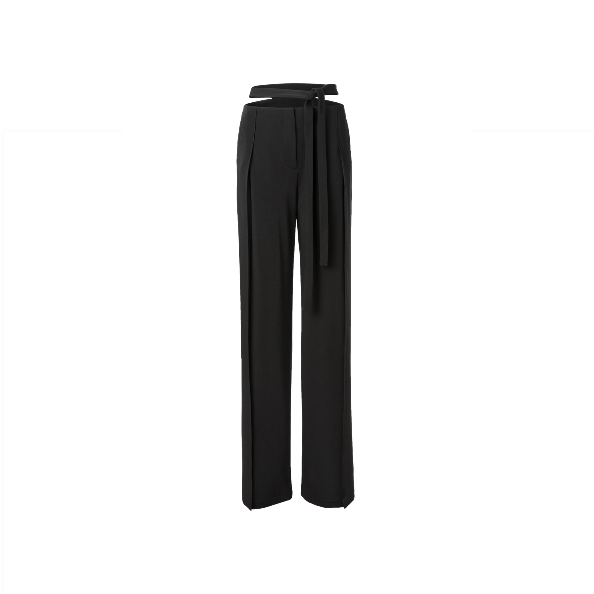 Ther. Black Slip straight-legged trousers | MADA IN CHINA