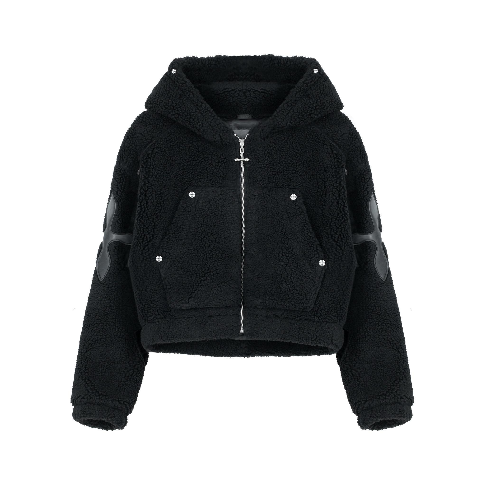 SMFK Black Snowman Shearling Hoodie | MADA IN CHINA