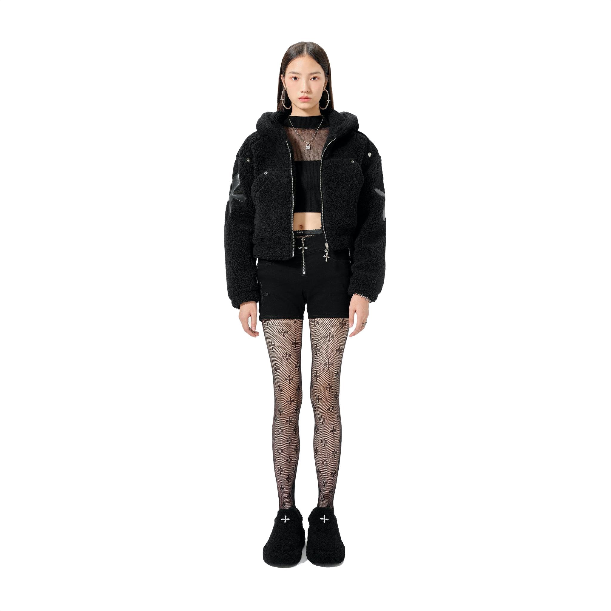 SMFK Black Snowman Shearling Hoodie | MADA IN CHINA