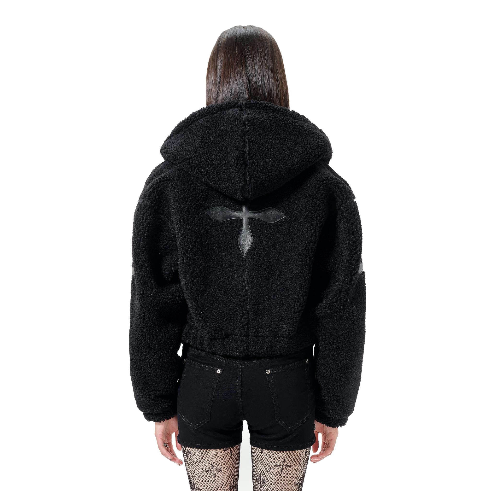 SMFK Black Snowman Shearling Hoodie | MADA IN CHINA