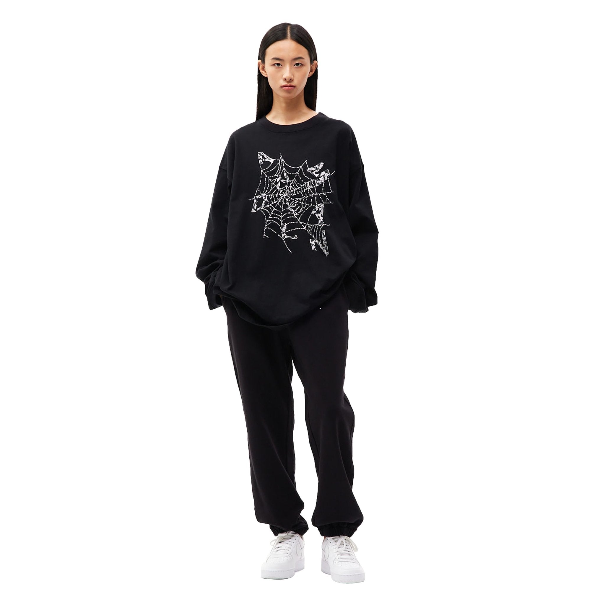 ANN ANDELMAN Black Spider Net Diamond Joggers | MADA IN CHINA