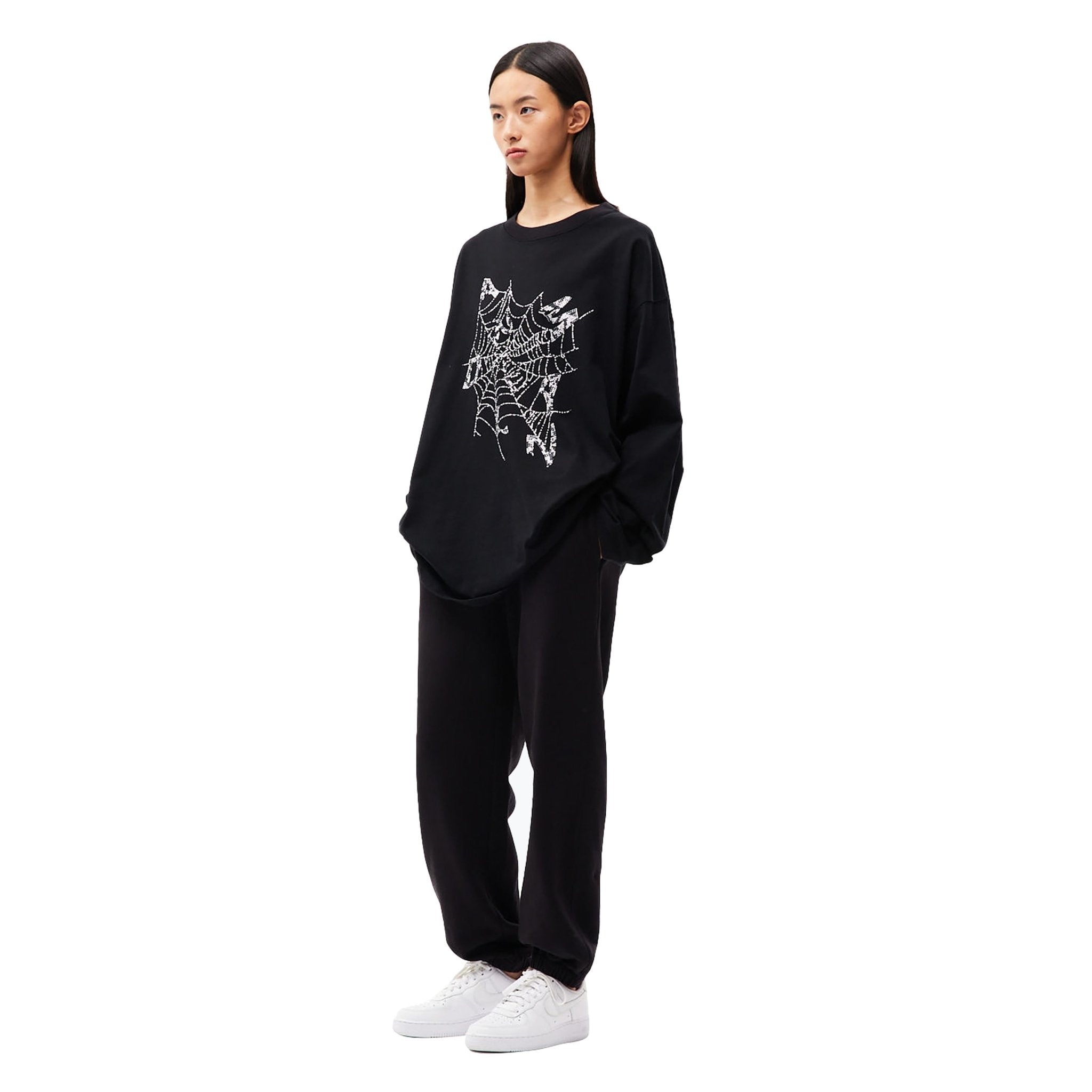 ANN ANDELMAN Black Spider Net Diamond Joggers | MADA IN CHINA