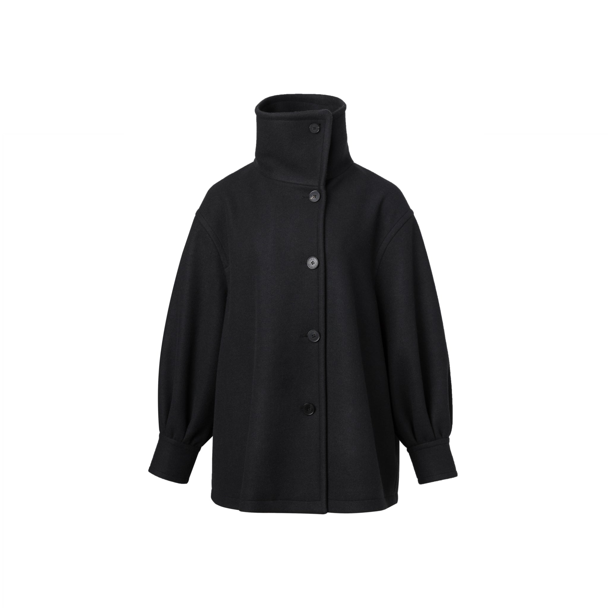 Ther. Black Stand-collar full sleeve jacket | MADA IN CHINA