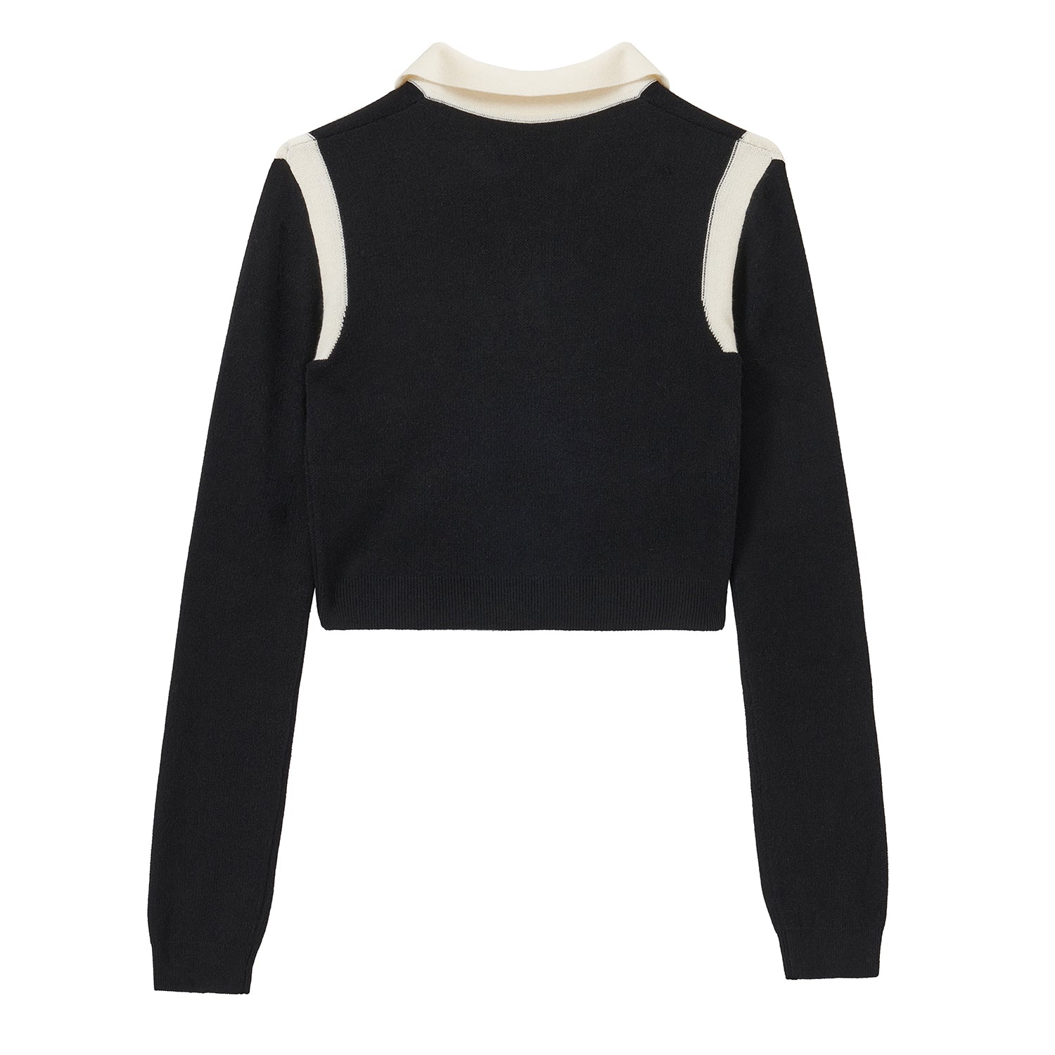 SOMESOWE Black Stitched Polo Sweater | MADA IN CHINA