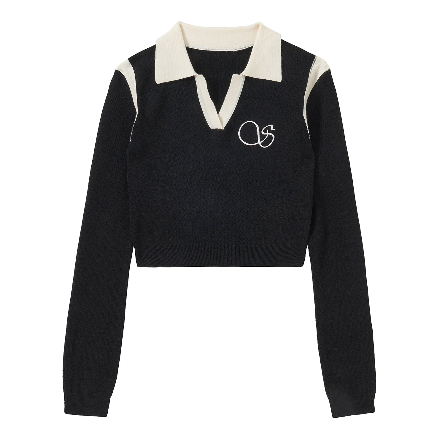 SOMESOWE Black Stitched Polo Sweater | MADA IN CHINA