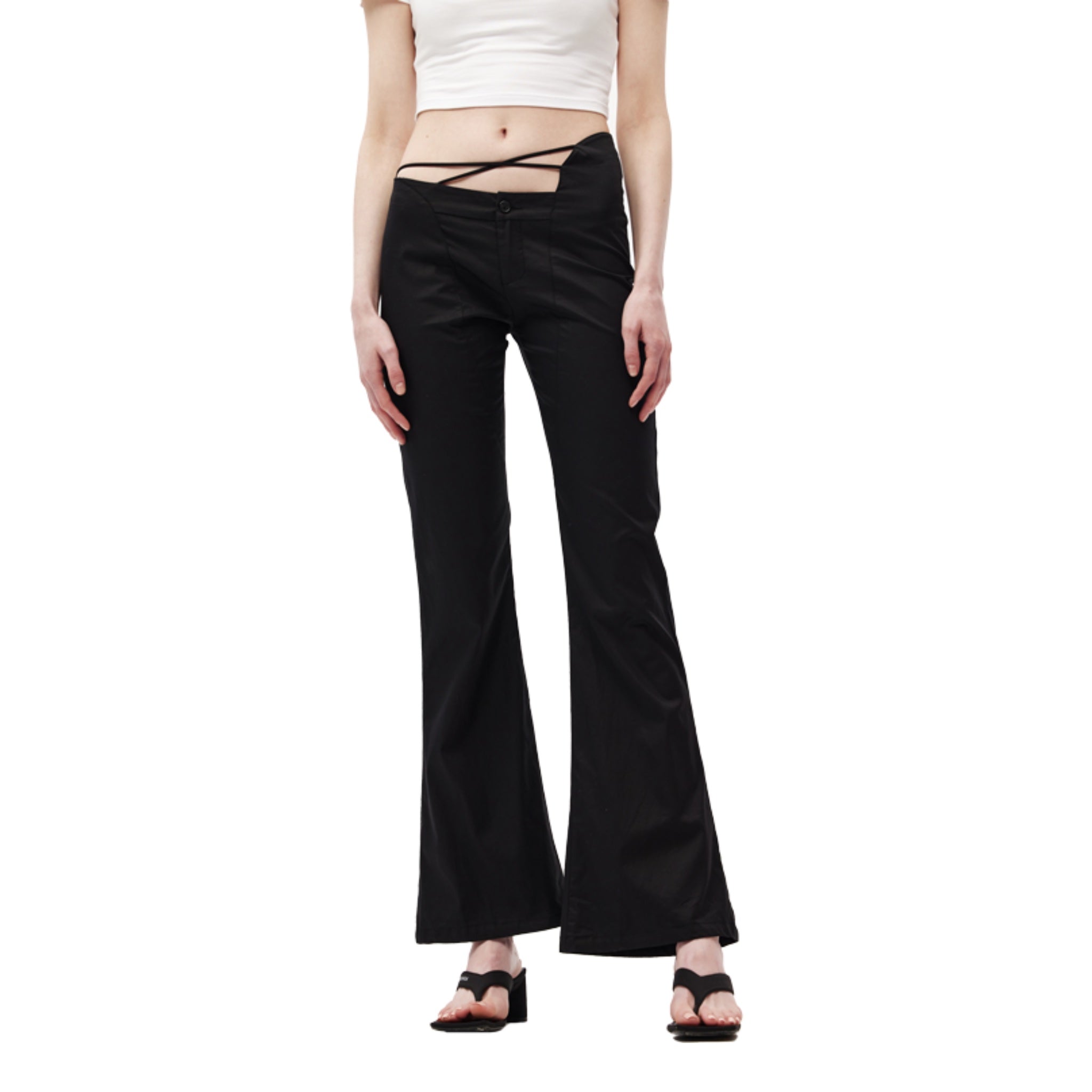 ANN ANDELMAN Black Strappy Suit Pants | MADA IN CHINA