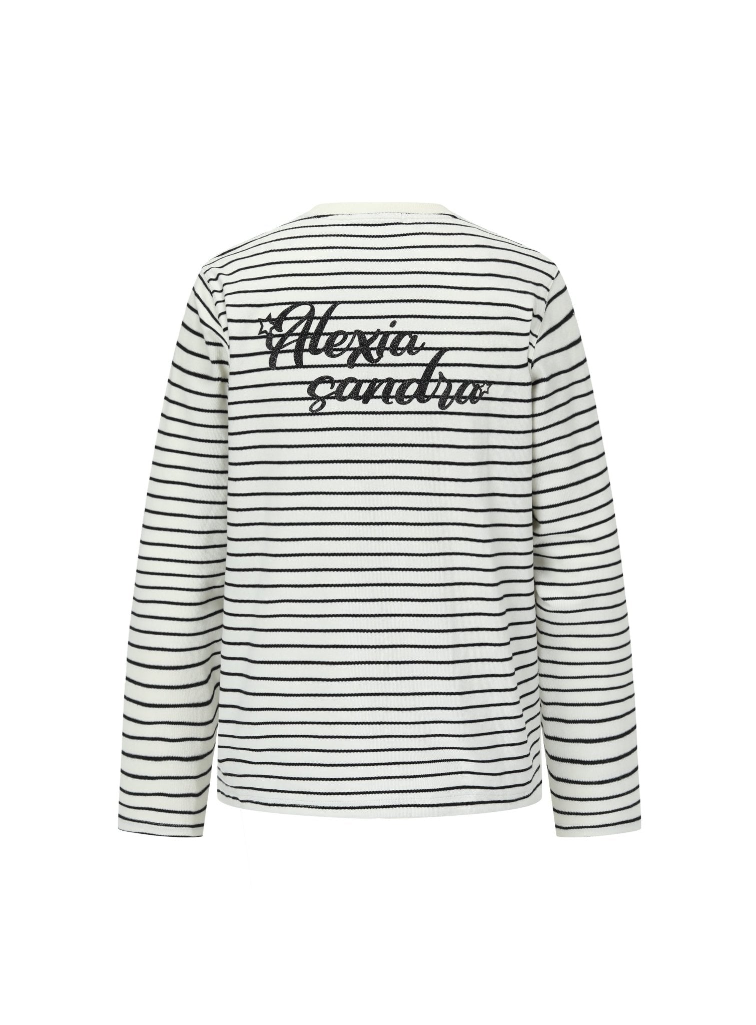 Alexia Sandra Black Stripe Long Sleeve T-shirt With Strawberry Print | MADA IN CHINA