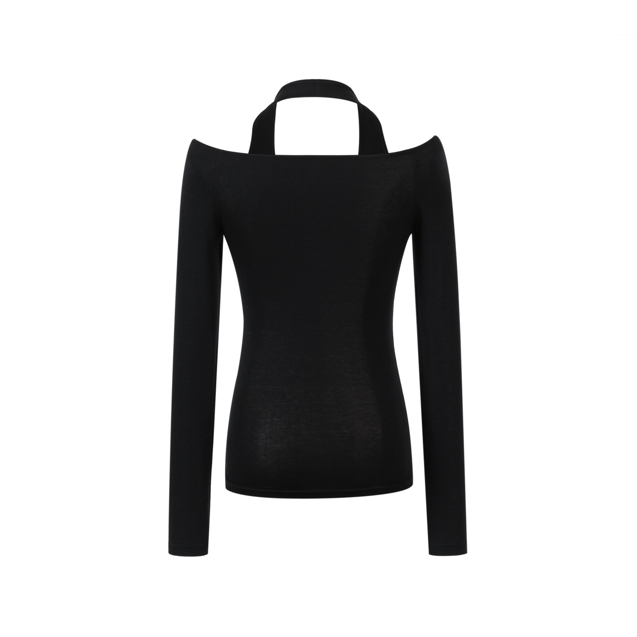 THREE QUARTERS Black Tencel Wool T-Shirt | MADA IN CHINA