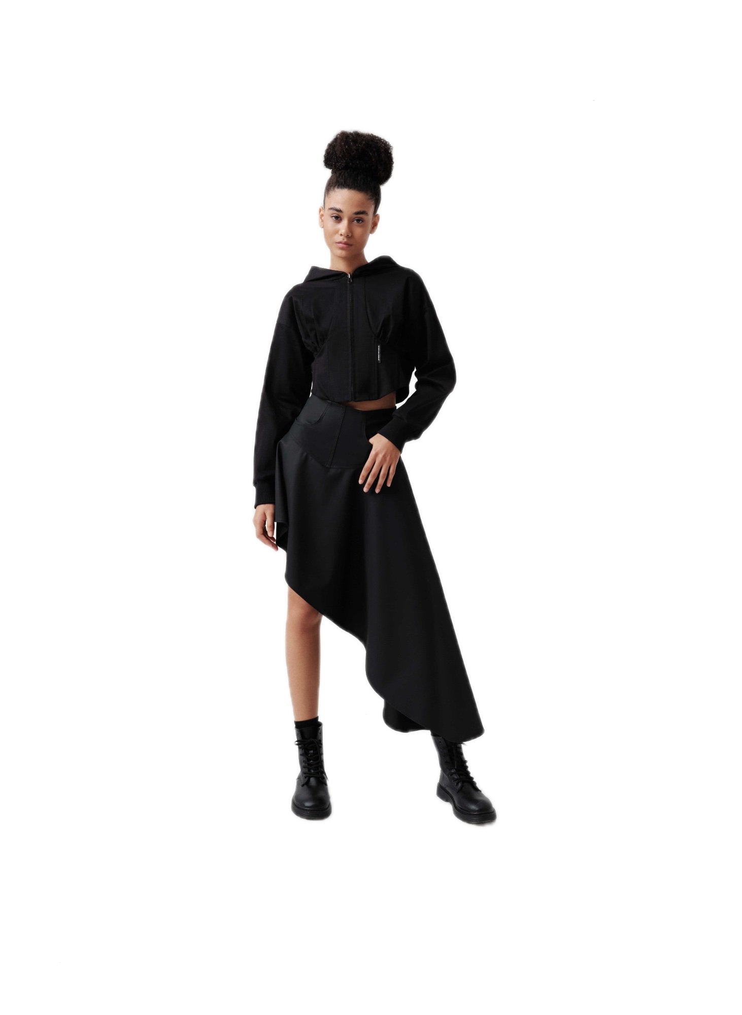 VANN VALRENCÉ Black The Dark Abyss Irregular Cut Half Skirt | MADA IN CHINA