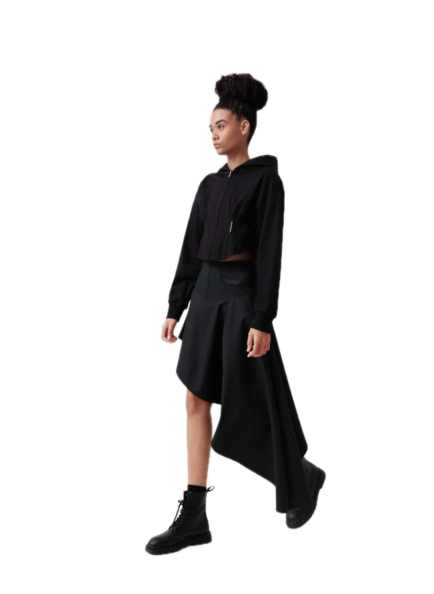 VANN VALRENCÉ Black The Dark Abyss Irregular Cut Half Skirt | MADA IN CHINA