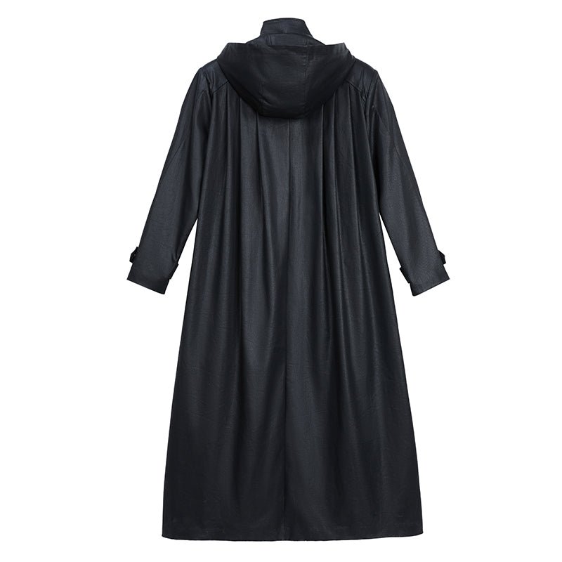 VANN VALRENCÉ Black The Dark Abyss Wide Fit Long Trench Coat | MADA IN CHINA