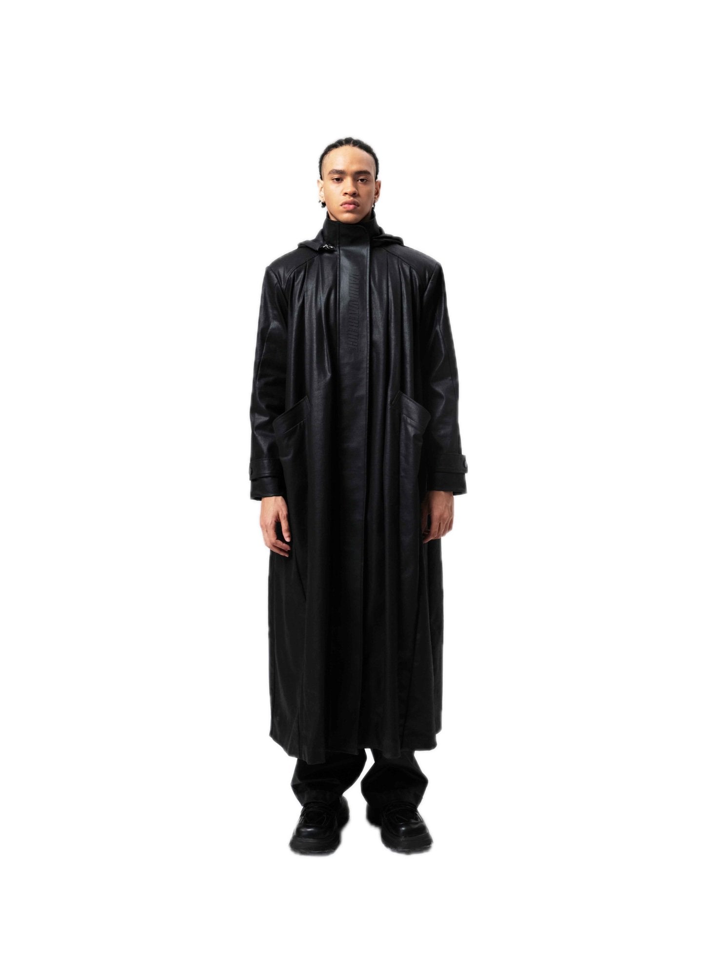 VANN VALRENCÉ Black The Dark Abyss Wide Fit Long Trench Coat | MADA IN CHINA