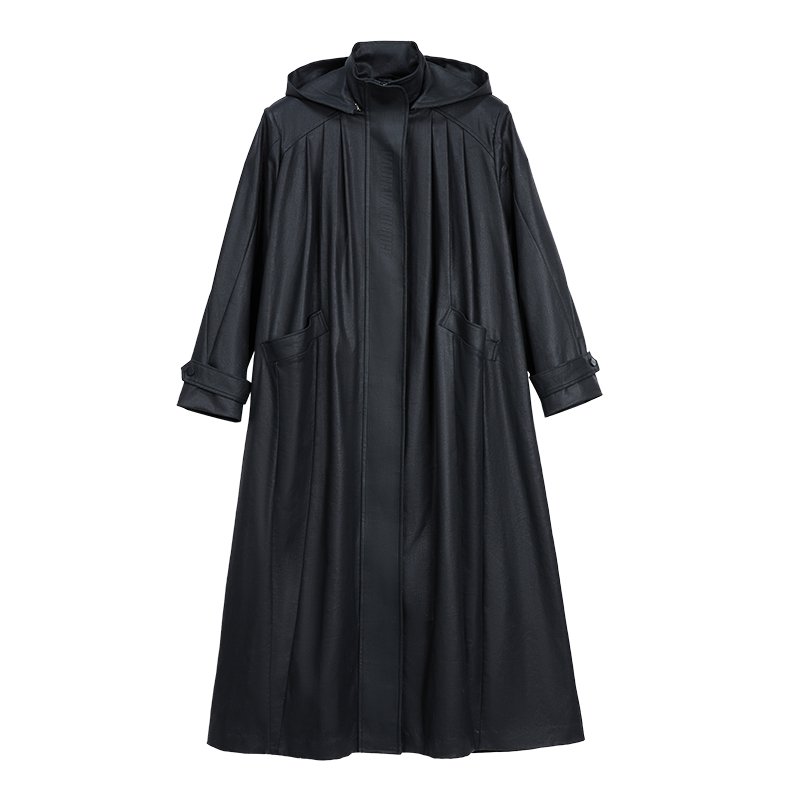 VANN VALRENCÉ Black The Dark Abyss Wide Fit Long Trench Coat | MADA IN CHINA