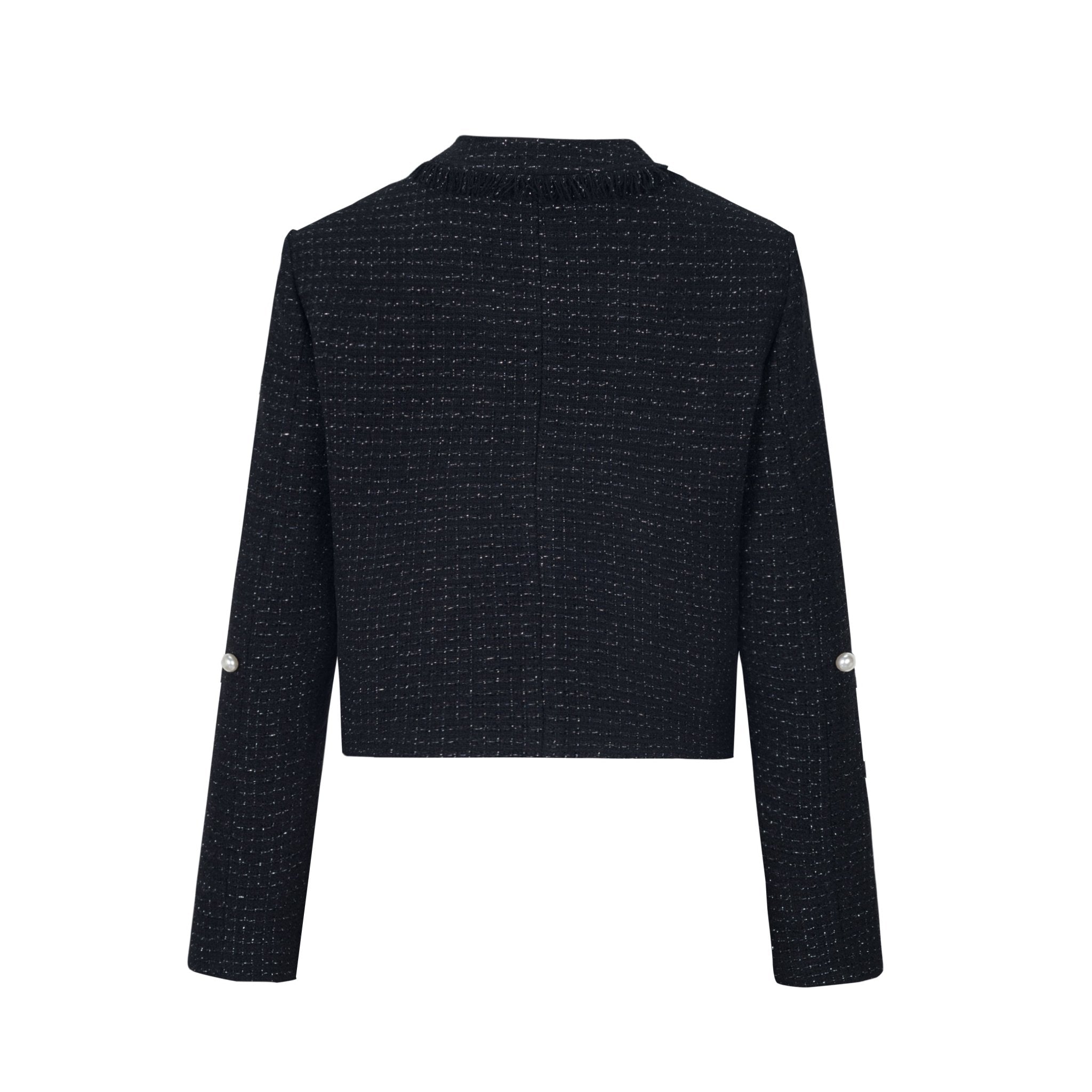 Alexia Sandra Black Tweed Pearl Blazer | MADA IN CHINA