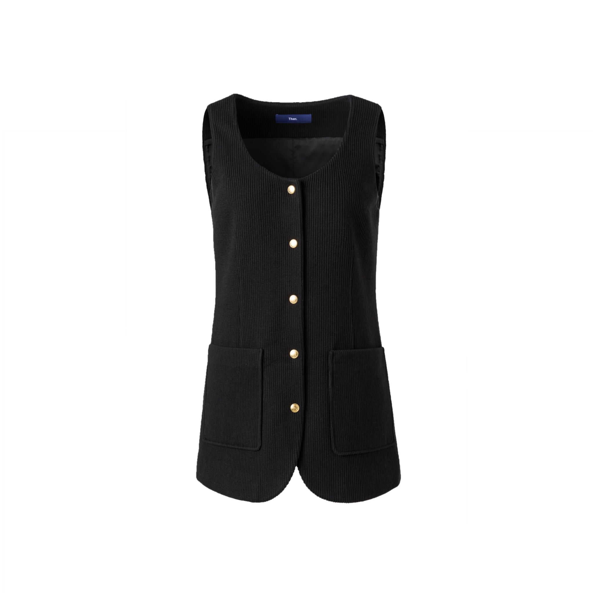 Ther. Black Tweed waistcoat | MADA IN CHINA